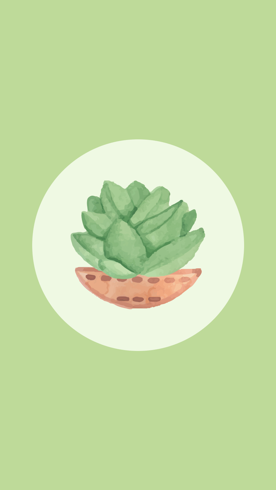 Green Background Lush Succulent Plants Cartoon Art Simple Style Instagram Highlight