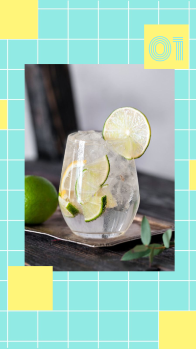 Cyan Background Home Made Healthy Beverage Originality Simple Style Poster Instagram Story