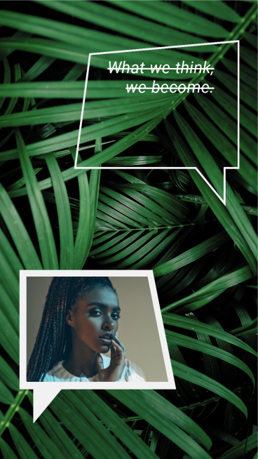 Crative Style Green Leaves Background Woman show Instagram Story预览效果