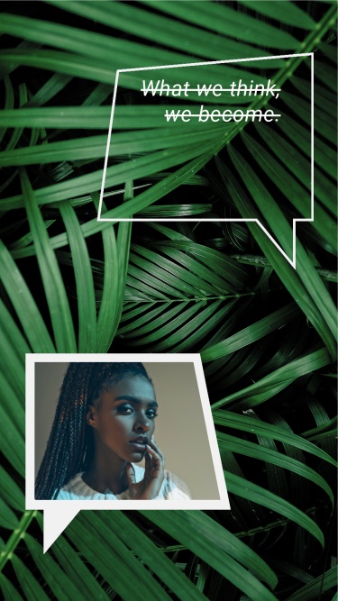 Crative Style Green Leaves Background Woman show Instagram Story
