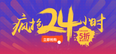 双十二24小时限时抢购折扣酷炫海报banner