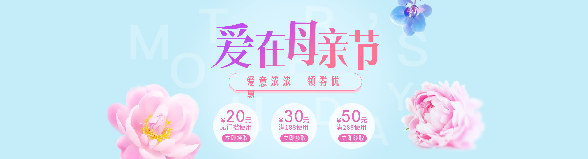 母亲节清新优惠券预览效果