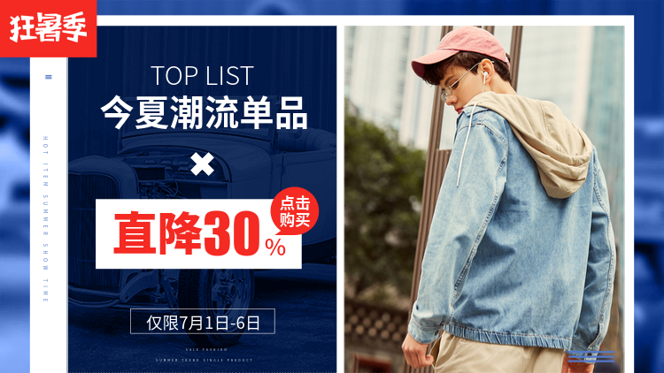 狂暑季男装促销海报预览效果