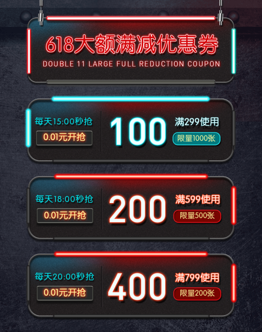 618霓虹灯优惠券预览效果