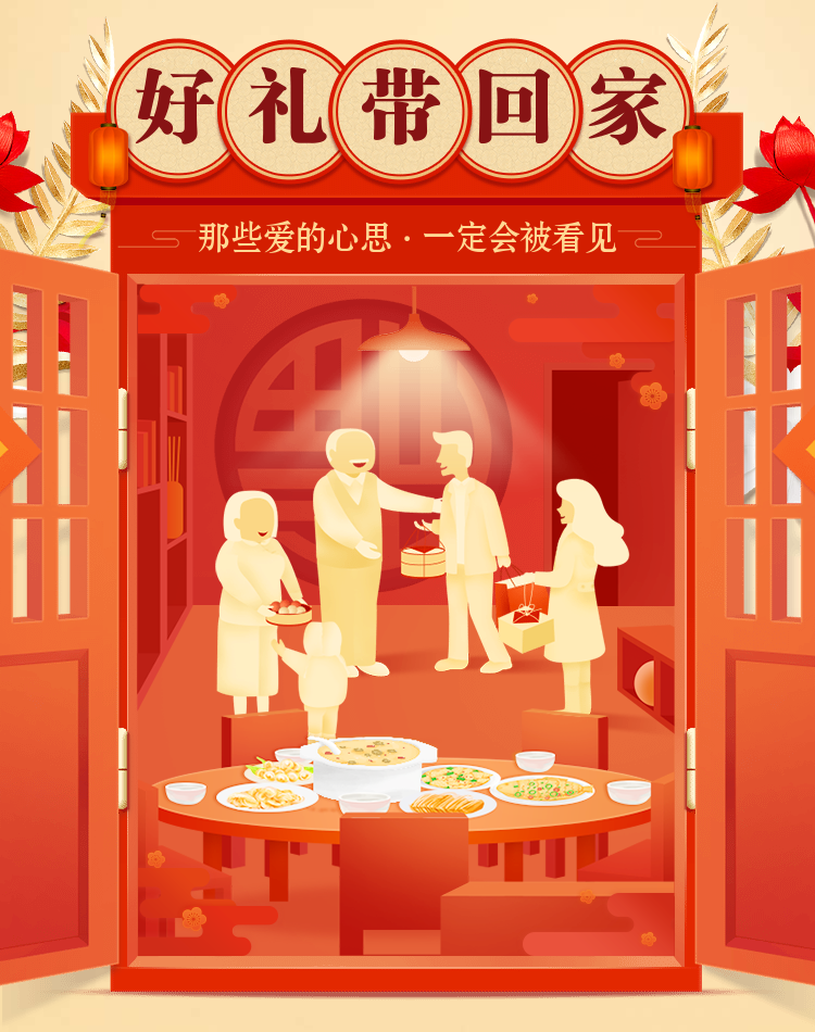 春节/年货节/优惠券/团圆/橙色/喜庆/电商海报banner预览效果