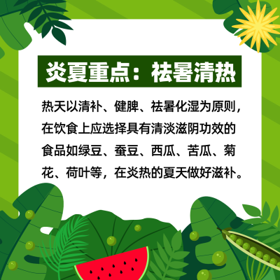 夏季卡通手绘知识科普方形海报