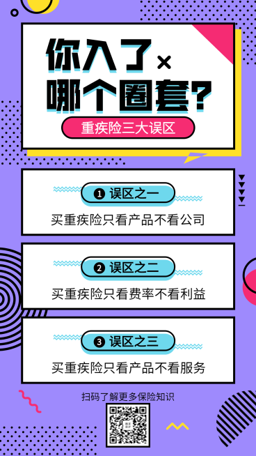 保险理念三大误区手机海报预览效果