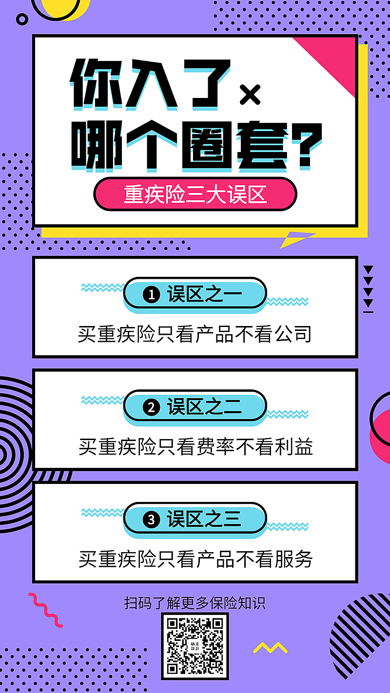 保险理念三大误区手机海报