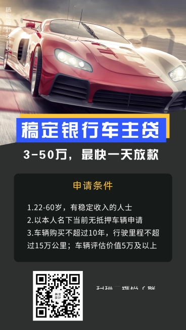 简约商务汽车贷款实景海报预览效果