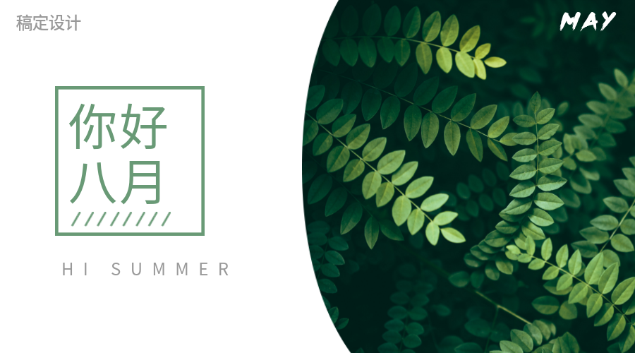 通用八月你好祝福文艺横版海报预览效果
