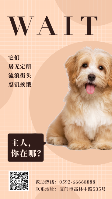 萌宠宠物店领养公告可爱手机海报预览效果