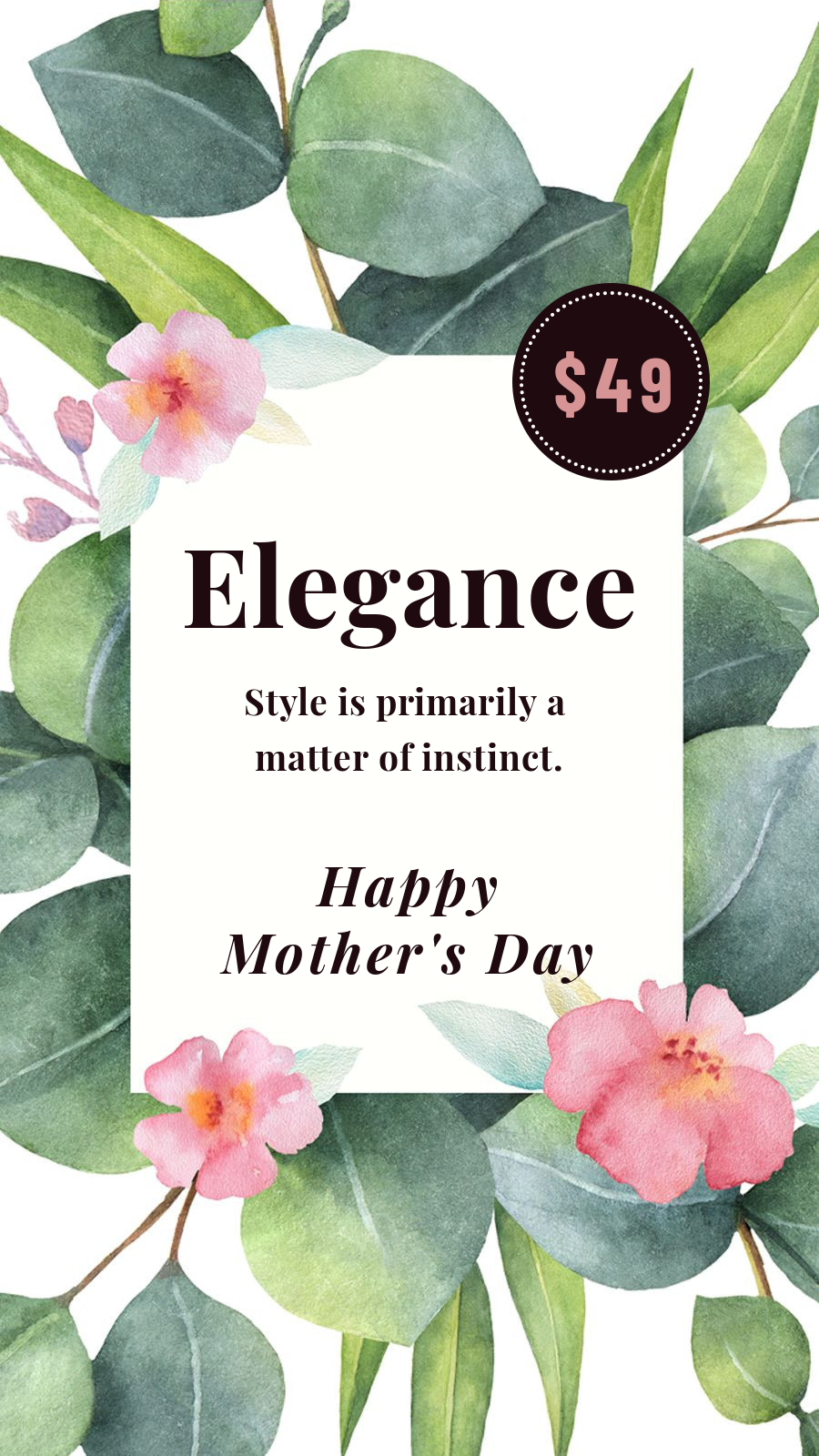 Leave Background Mother’s Day Celebration Fashion Simple Style Poster Instagram Story预览效果