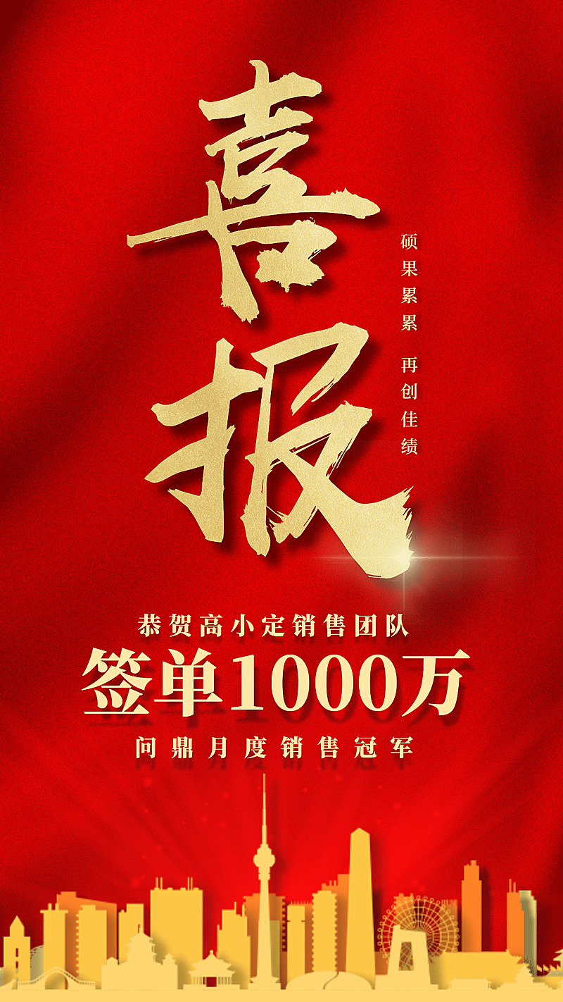 金融保险月度销售冠军喜报表彰海报