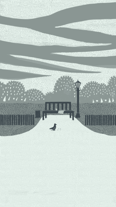 Retro Hand Painted Park Scene Bird Instagram Highlight