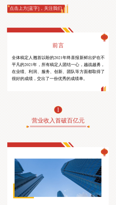 春节企业业绩喜报战报通知公告公众号图文模板
